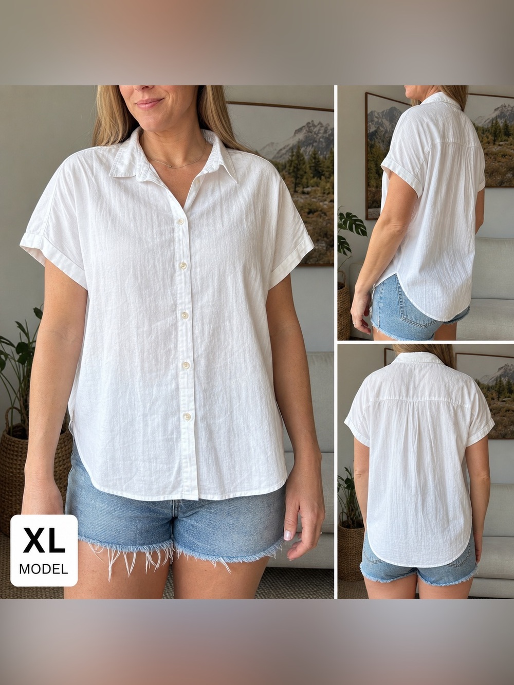 Patagonia Organic Cotton Hemp Button-Up Shirt XL
White Short Sleeve
